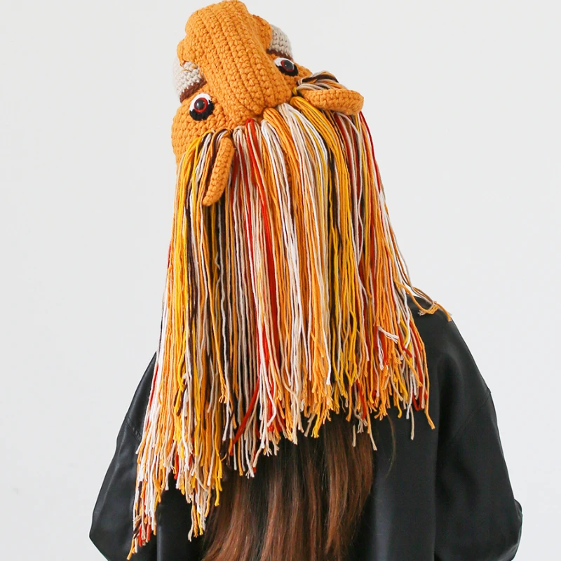 Шерстяная шапка для защиты ушей в стиле Харадзюку с изображением Льва и животных