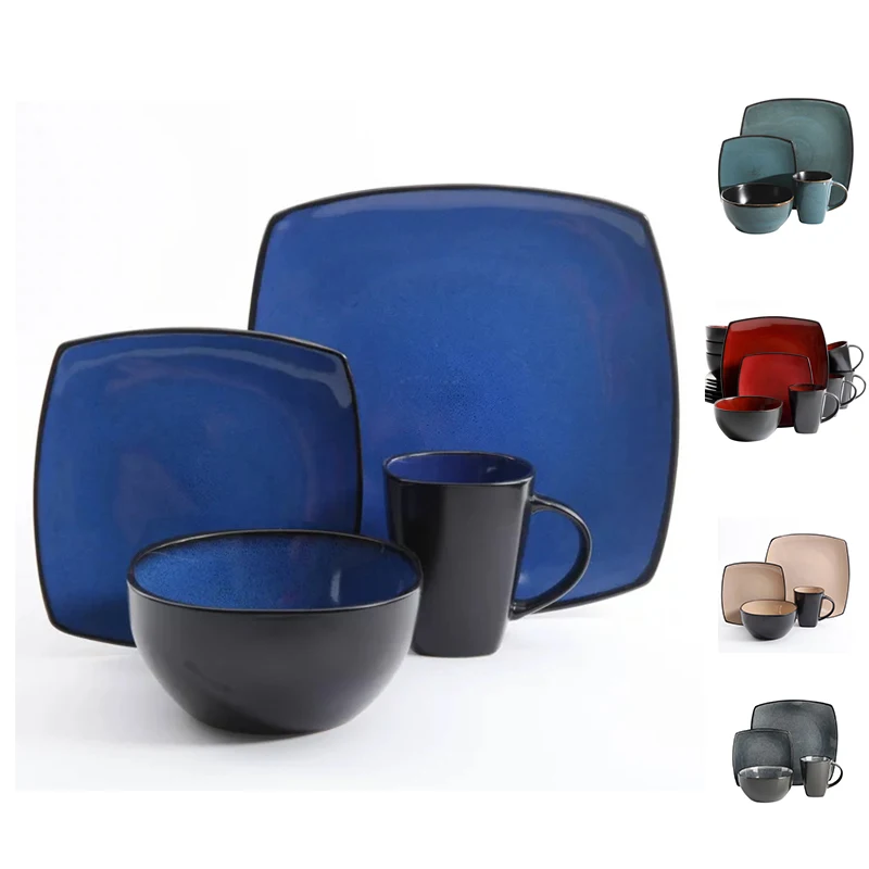 Gibson Soho Lounge Square 16-Piece Dinnerware Set,Available 