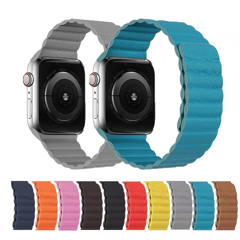 

For Apple Watch Band 44mm 40mm 45mm 42mm 38mm iWatch 3 5 4 6 SE Leather Replacement Bracelet Apple Watch Series 7 Accessories