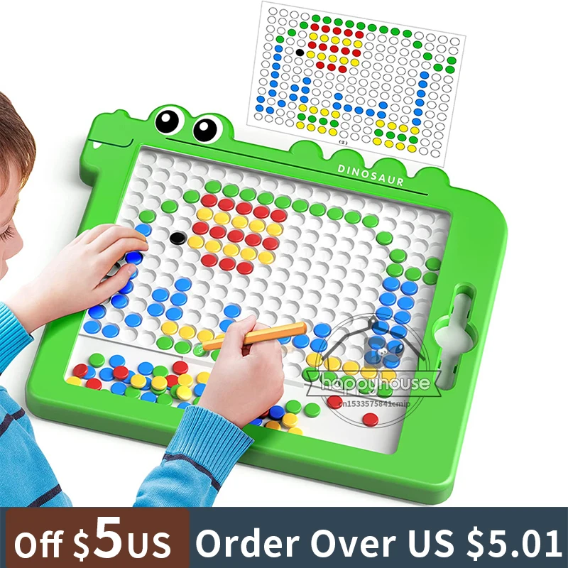

Magnetic Drawing Board for Kids Large Large Magnetic Doodle Board with Beads Magnetic Dot Art Toddler Educational Montessori Toy