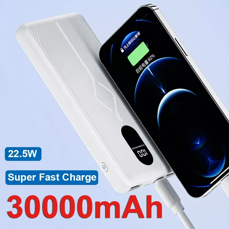 

2023New Super Fast Charge Power Bank PD18W Portable 30000mAh Charger Type-c Digital Display External Battery for iPhone QC3.0
