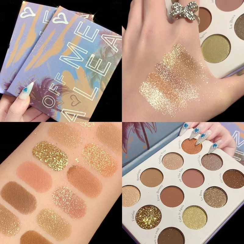 

Tropical Coconut Tree 12 Color Eyeshadow Palette Eye Makeup Palette Pearlescent Matte Eyeshadow Makeup Palette