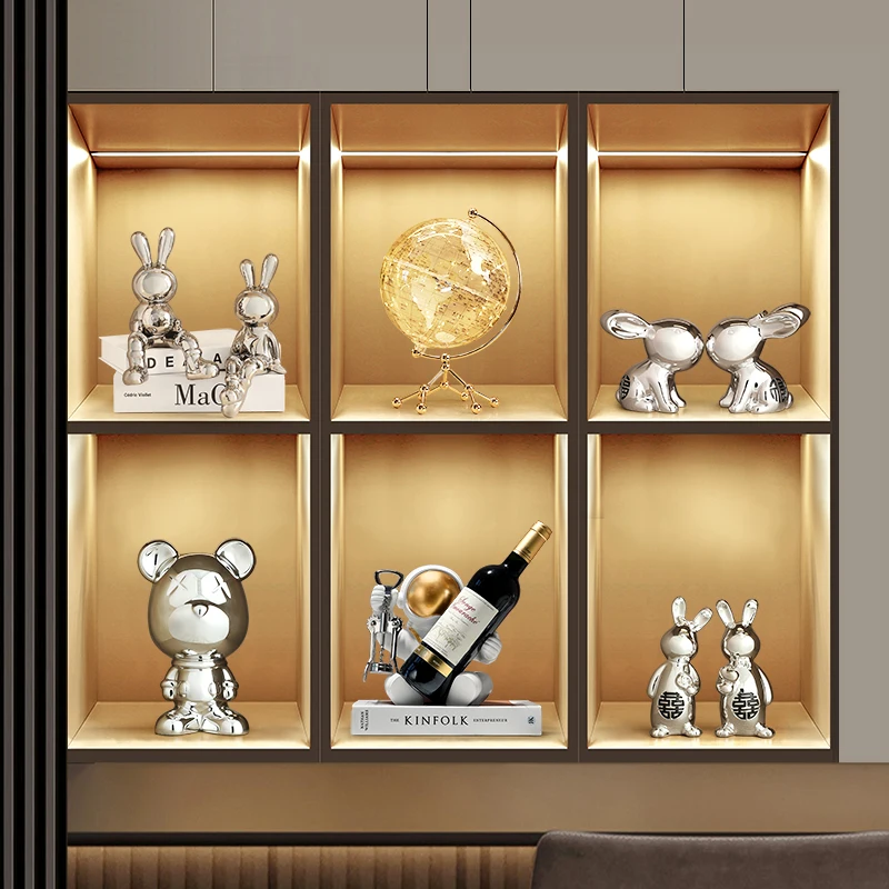 Creative Light Luxury Couple Rabbit Decoration Living Room Wine Cabinet TV Cabinet Home Decoration Wedding Engagement Gift