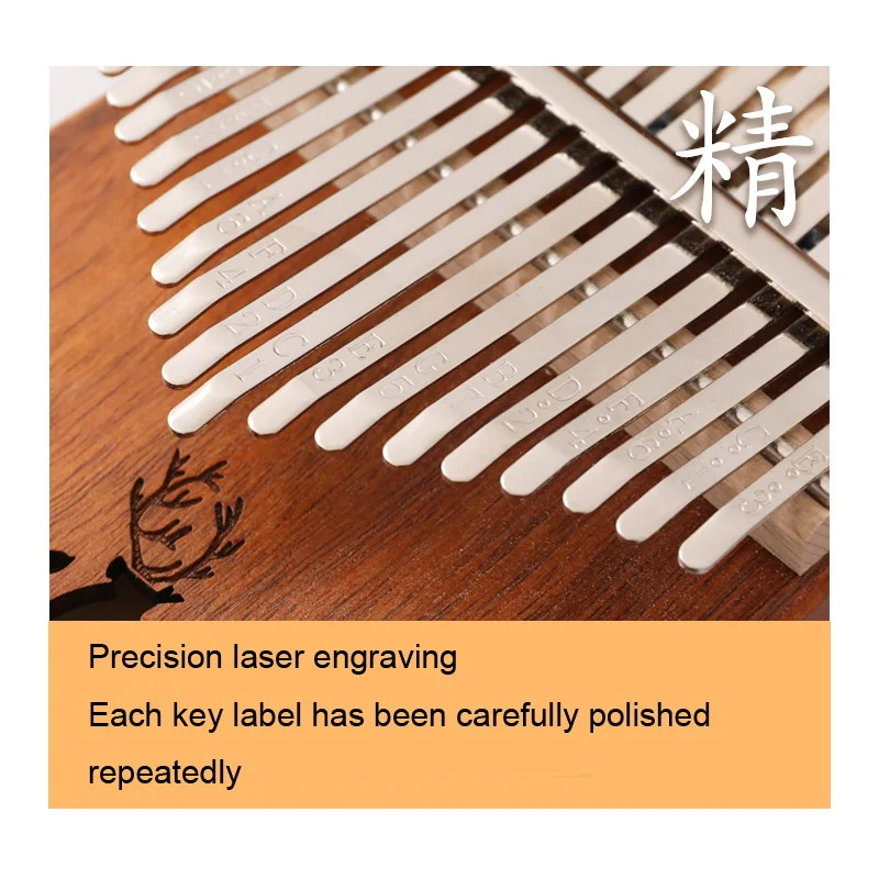 17 Tones Thumb Piano with Sculpted Note Solid Wood Veneer African Mbira Sanza Instrumento High Quality Handguard Wood Kalimba