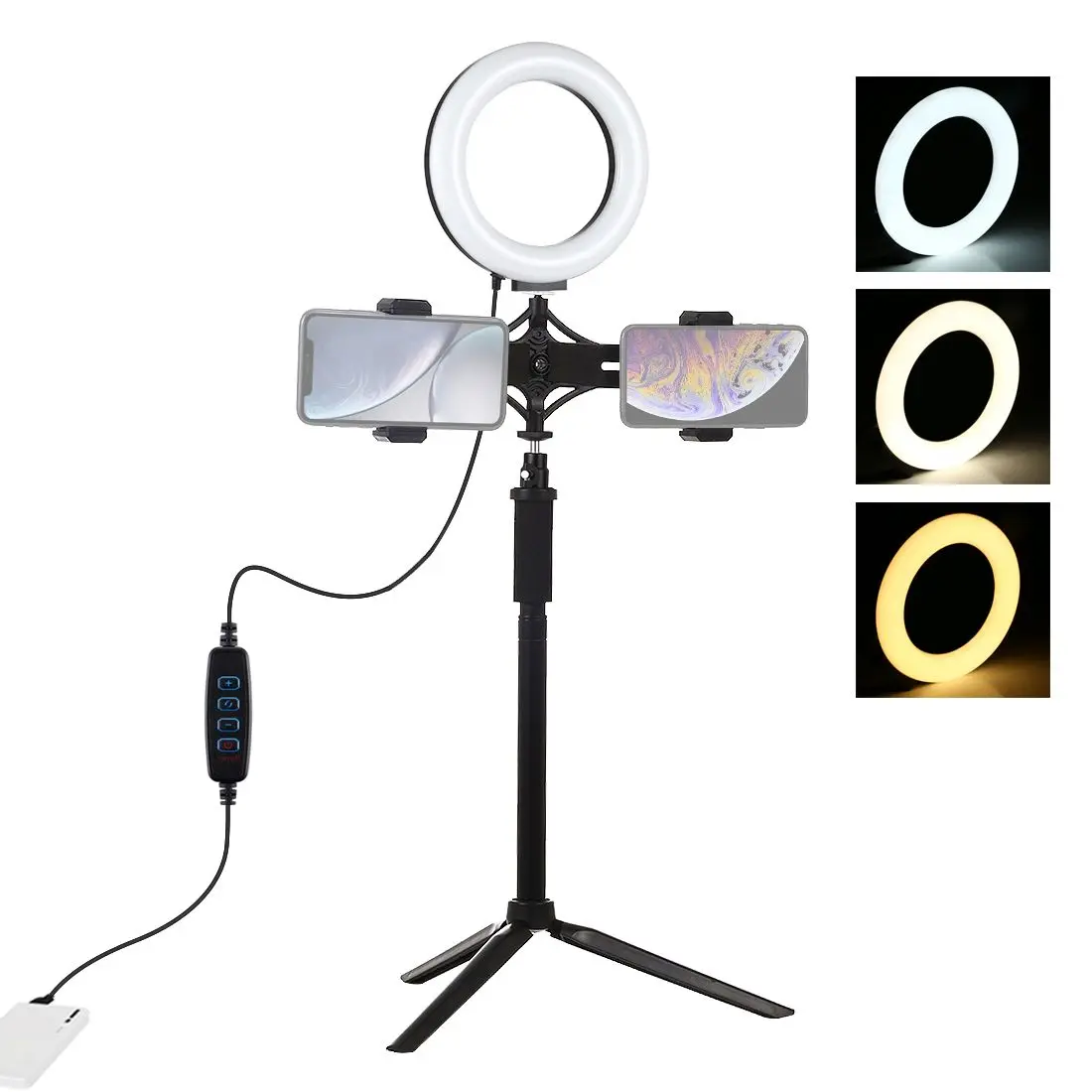

Dimmable with Stand Tripod 6.2 inch LED Ring Light Dual Phone Bracket Video Light Kits For Tik Tok Instagram YouTube