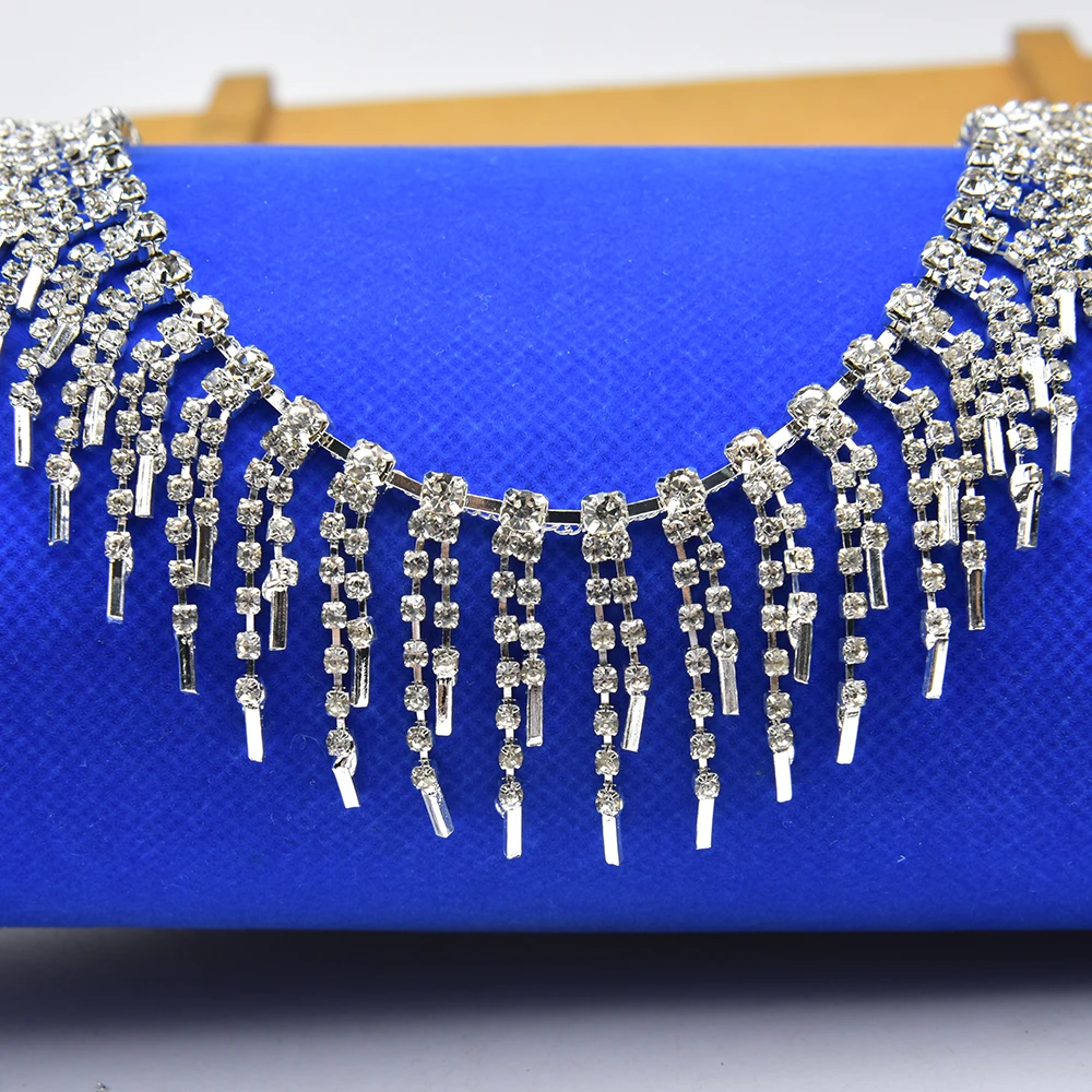 Модное блестящее серебряное покрытие украшение с кристаллами бахрома