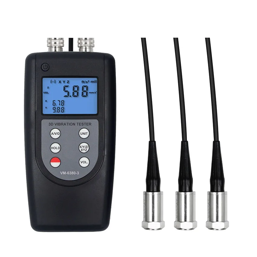 

3 Channels Vibration Meter Vibrometer with Frequency Range 10 to 10kHz in Acceleration Mode