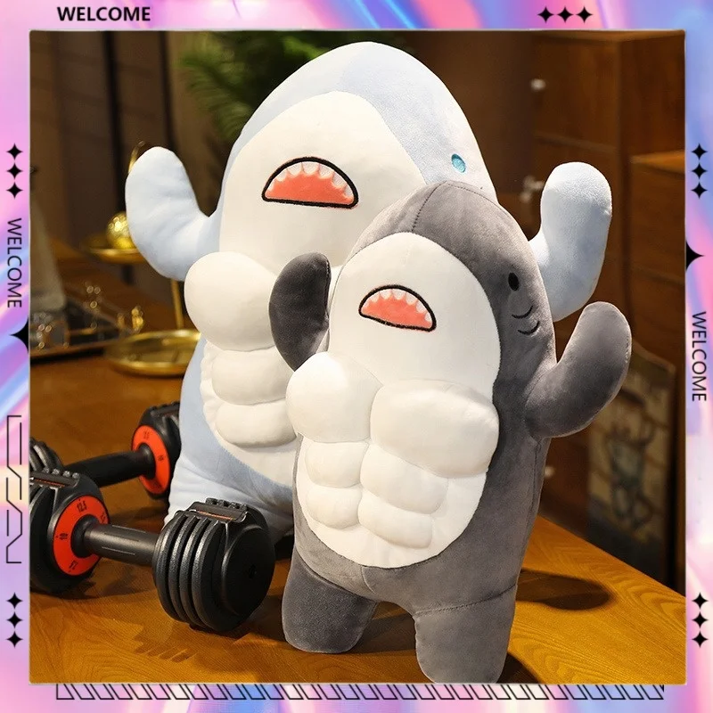 Фитнес Мышцы Акула Плюшевая Игрушка Подушка Кукла Pp Хлопок Мягкий Наполненный