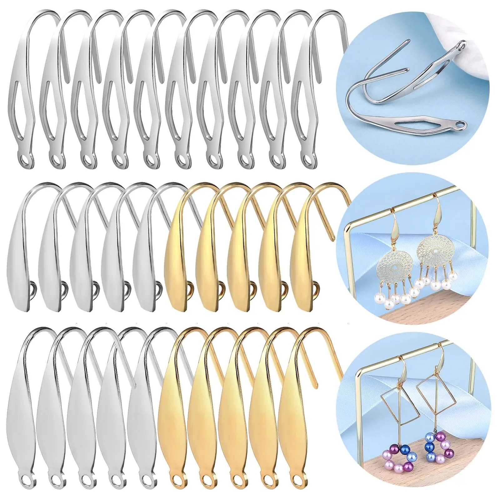 10pcs 316 Stainless Steel Earring Hooks Posts Connector For Glod Steel Earings Connertor DIY Earring Jewelry Making Accessories