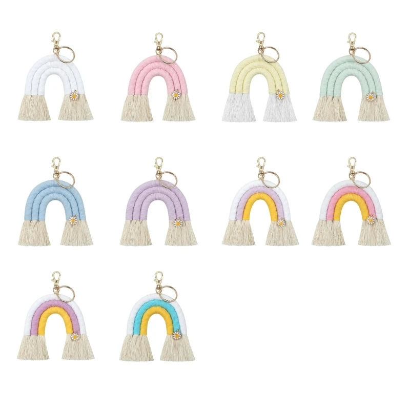 

Rainbow Tassel Keychains Car Keyring Holder Jewelry for Bag Wallet Purse Women