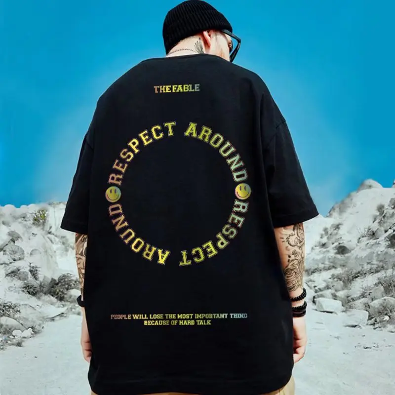 

National Tide Panda Short Sleeve T-shirt Male Fat Guy Summer Tide Brand Fat Plus Wind Plus Size Men's Half Sleeve Shirt