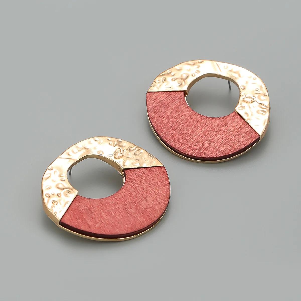 2023 New Statement Metal Wood Spliced Irregular Round Earrings for Women Holiday Party Accessories ZAA Jewelry