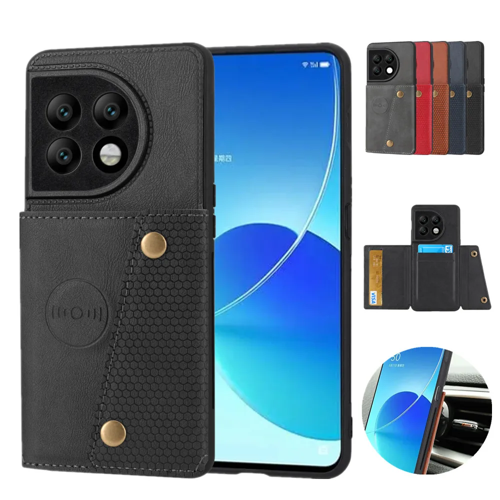 

Phone Case for Oneplus 11 10 10T ACE Pro Nord 2 9 7T 8 7T 8T 7 Soft TPU Back Cover with Car Magnetic Cards Holder Stand Funda