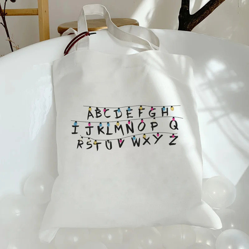 

Stranger Things Print Shoulder Canvas Bags Harajuku Shopping Bag Fashion Cute Handbag Large Capacity Casual Fun Women Bag Wallet