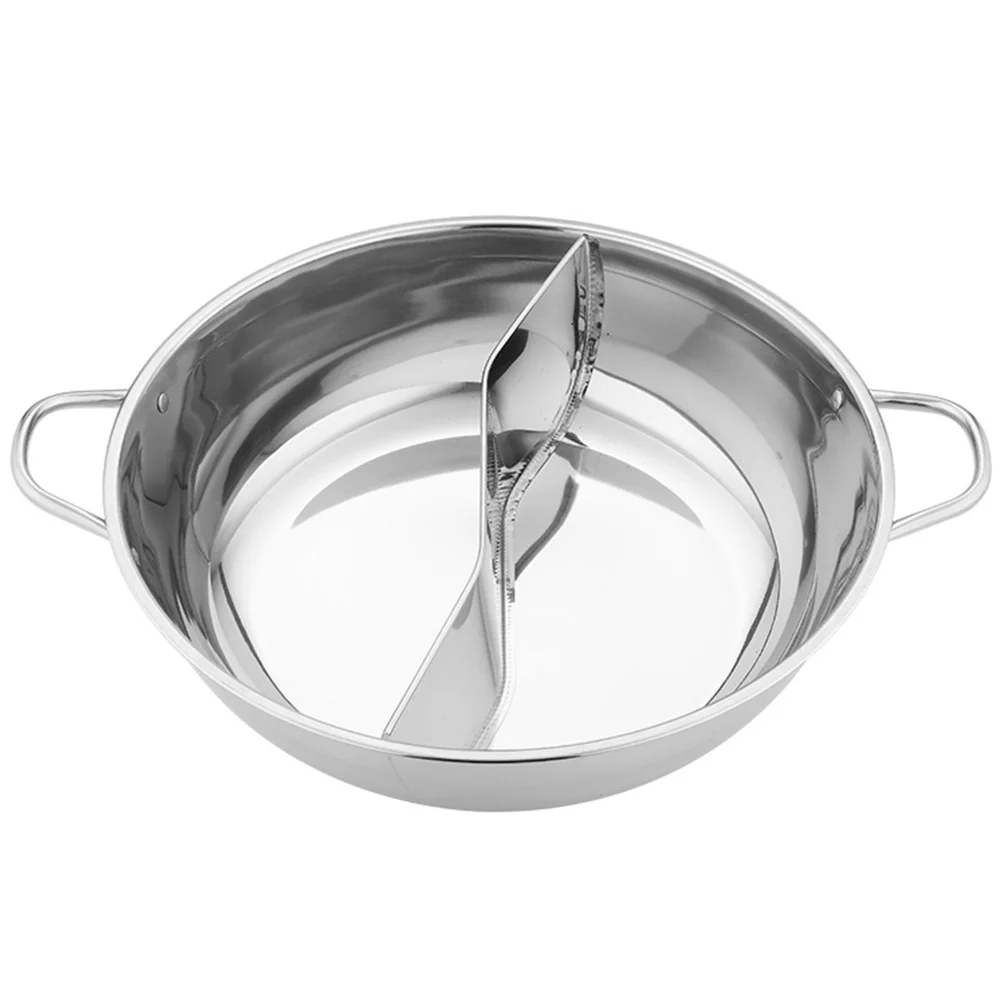 

Stainless Steel Mandarin Duck Pot Cooking Pan Lid Divided Hot Food Thickened Two-flavor Shabu Kitchenware Hotpot Chinese Style