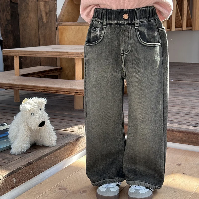 Детские старые композитные аургенские прямые джинсы с подкладкой модные брюки