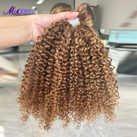 Maxine P4/27 Highlight Кудрявые вьющиеся пучки человеческих волос Афро Кудрявые объемные пучки необработанных вьющихся волос Оригинальные 100% наращивание человеческих волос