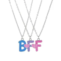 3pack colorful sequins pendant bff letter necklaces for 3 kids girls friendship children jewelry gifts