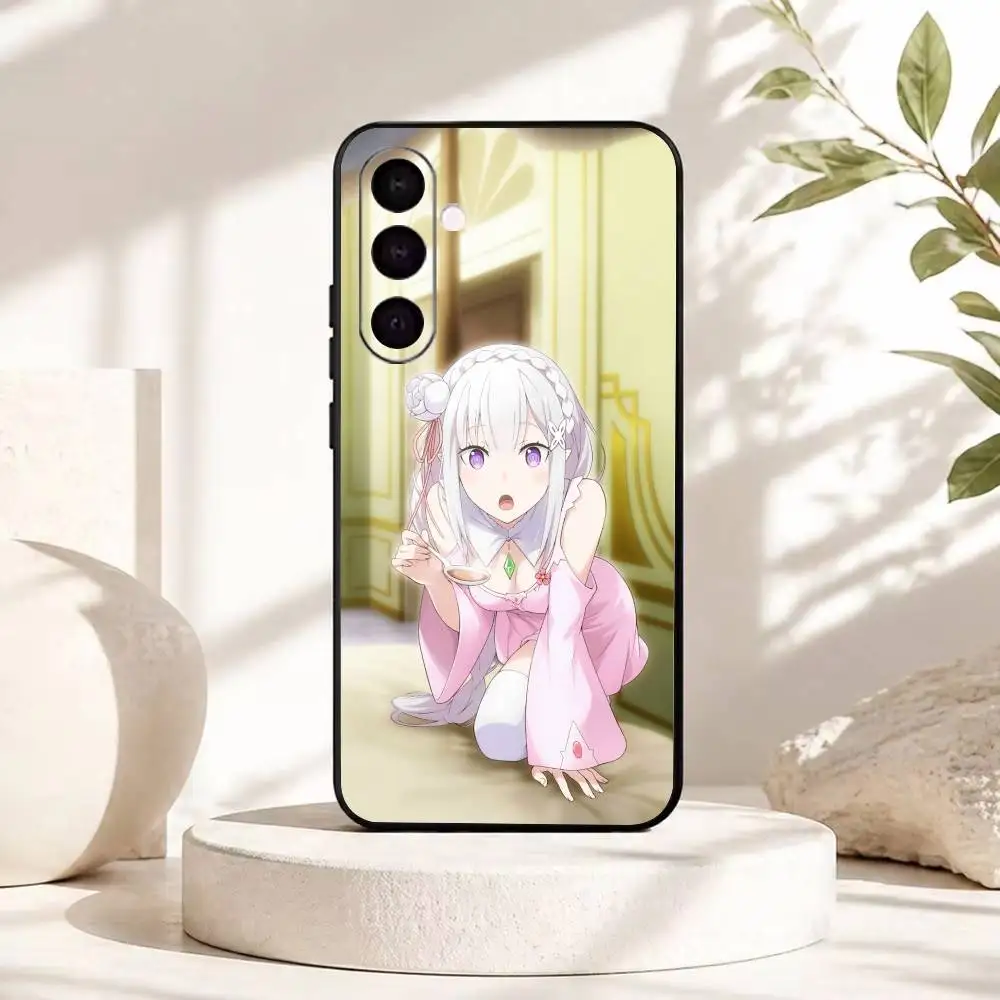 Фото Аниме R-Re Zero E-Emilia Черный Мягкий Силиконовый Чехол для Телефона Samsung A73 A72 A53 A52 A32 A31 A22 A21 A20 №4