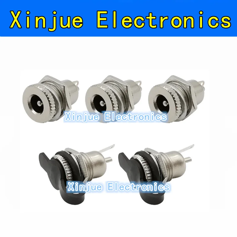 

5PCS DC-099 5.5x2.1mm dc power tomada fêmea conector de montagem do painel conector 5.5*2.1mm metal dc jack adaptador e tampa