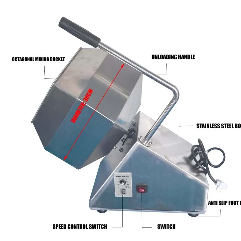 110 В 220 восьмиугольная смесительная машина для закусок приправ смешивания