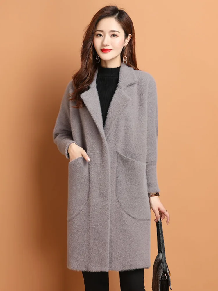 2022 Winter Warm Coat Plush Thick Lamb Wool Coat Women Mid-Long Plus Velvet Loose Deerskin Plush Fur Coat Female Warm Oversized