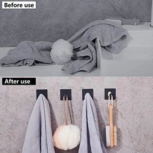 

Square Self Adhesive Hook Stainless Steel Coat Towel Key Wall Mount Hanging Hook Waterproof Modern Stylish Bathroom Matte Silver