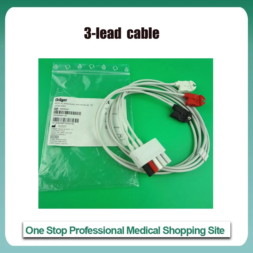 

Qriginal Drager 3-lead leadset ECG lead cable clamp adult AHA lead cable 5956441