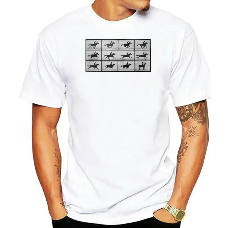 

2022 Printed Men T Shirt Cotton Short Sleeve Muybridge Running Horse T-Shirt Women tshirt