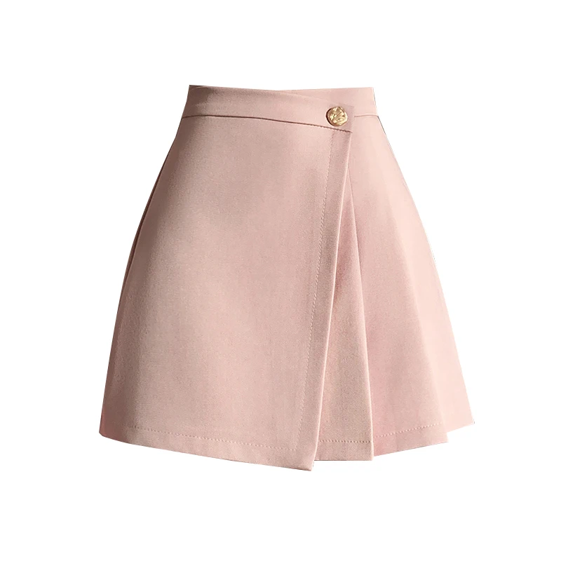 Мини-юбка трапециевидная плиссированная на пуговицах с завышенной талией