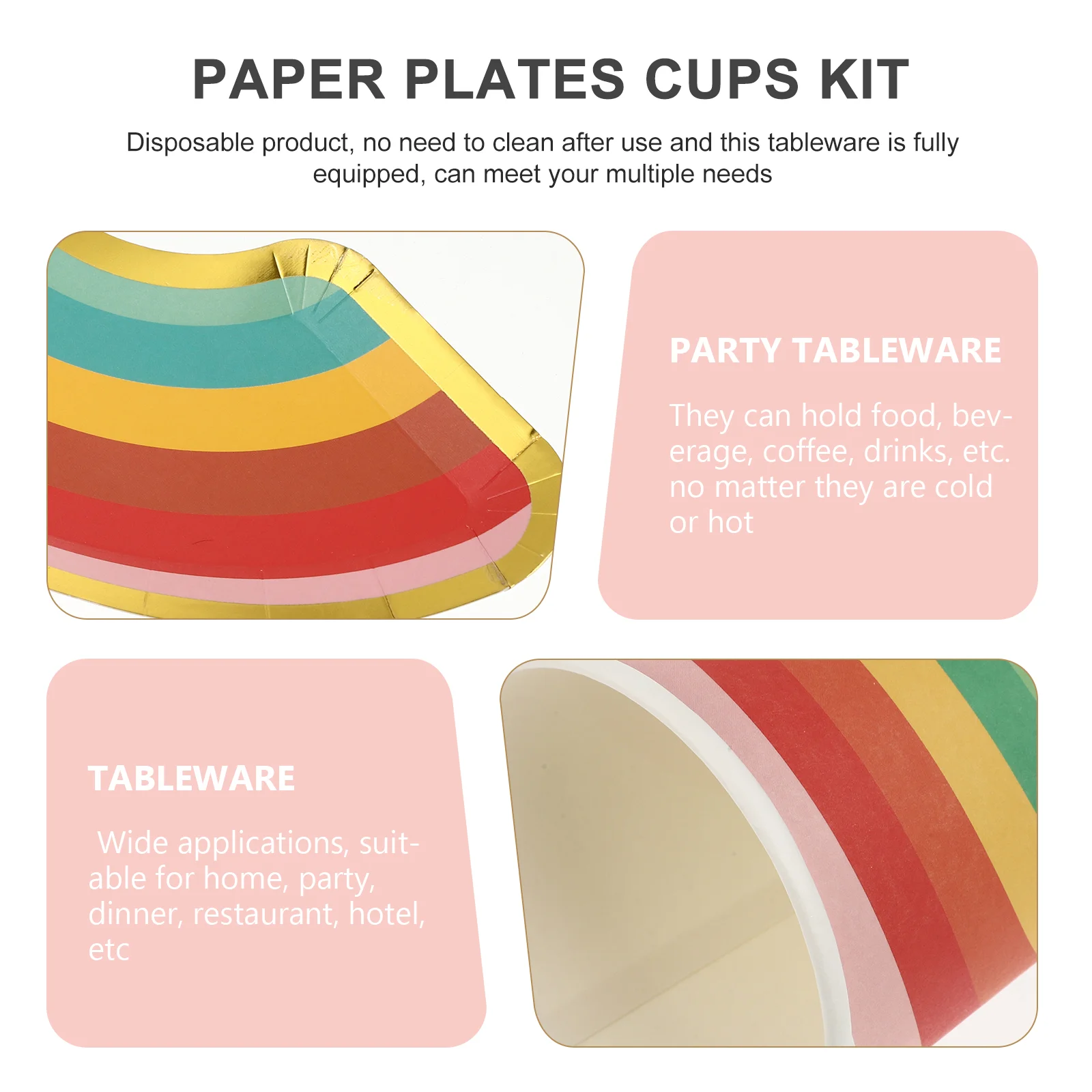 Бумажные радужные тарелки для вечерние посуда чашки тарелка набор ужина посуды