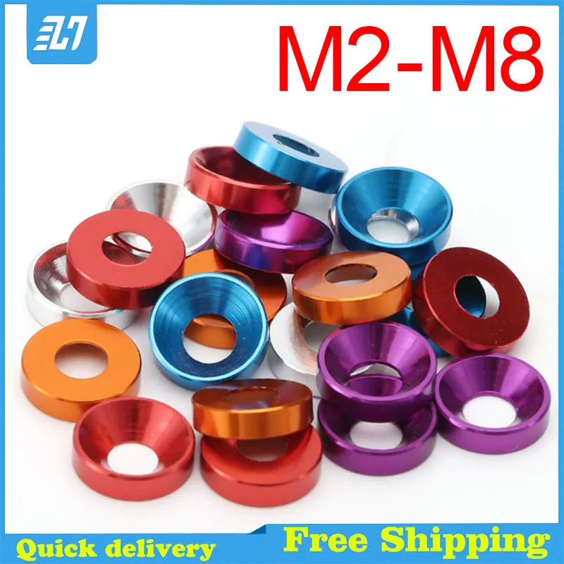 

M2 M2.5 M3 M4 M5 M6 M8 Color aluminum alloy washer Anodized countersunk head bolt washer gasket