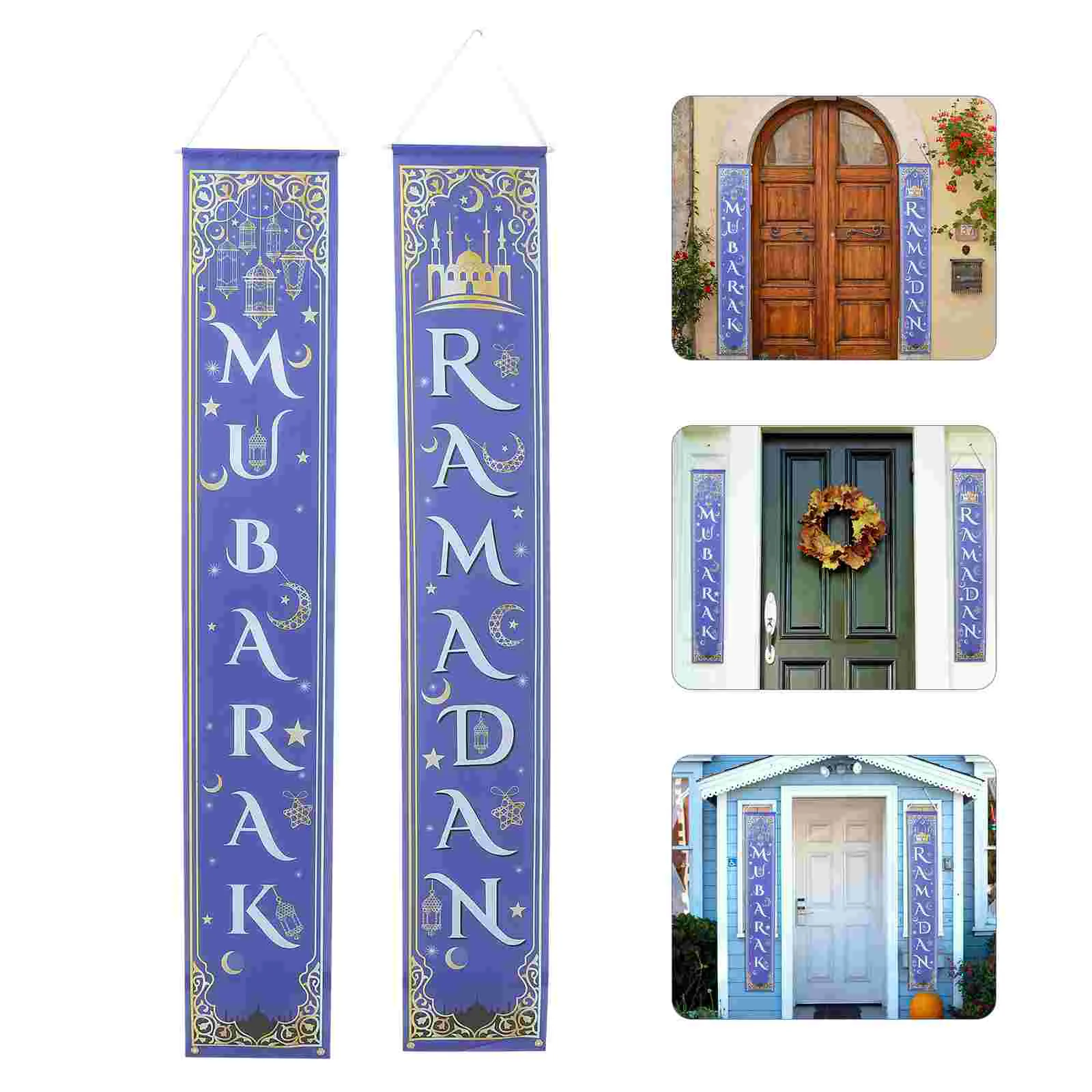 

Outdoor Flags Party Pennant Banner Sign Front Door Porch Curtain Wreath Outdoor Door Banner Streamer Eid Mubarak Banner