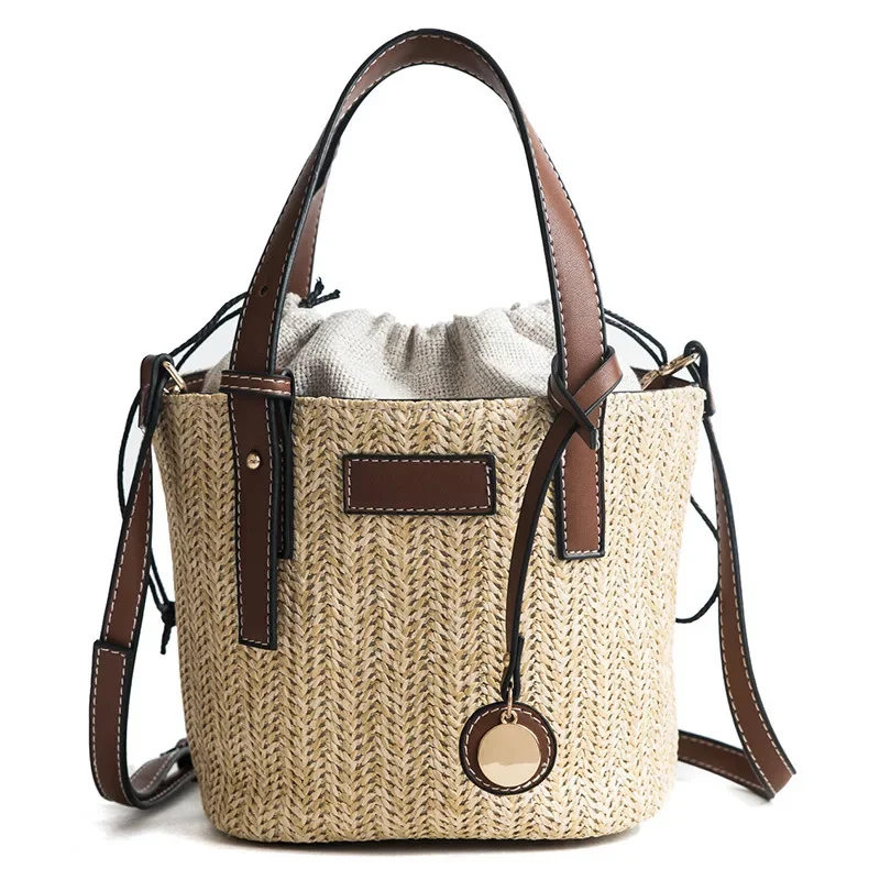 

2023 New Fashion Straw Bag Handbags Women Summer Rattan Bag Handmade Woven Beach Bohemia Knitted Big Shoulder bag Tote Bolso