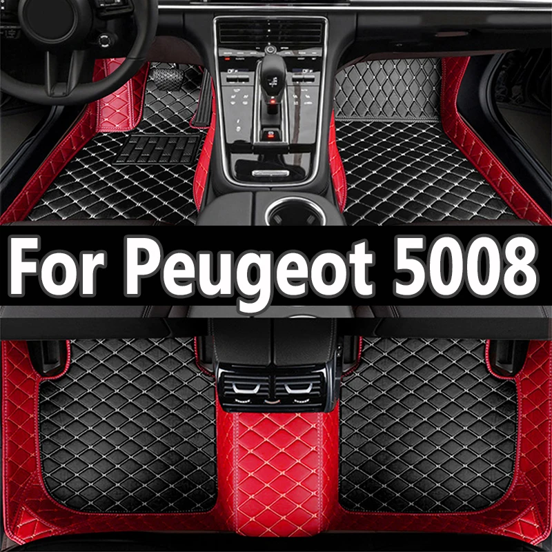 

Автомобильные коврики для Peugeot 5008 P87 2017 ~ 2023, роскошный кожаный коврик на 7 сидений, автомобильные коврики, универсальные водонепроницаемые автомобильные аксессуары Cocho