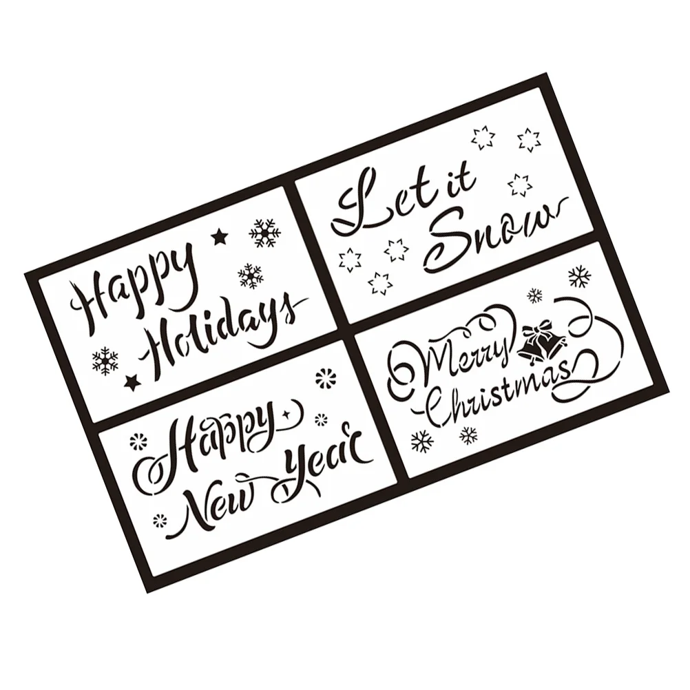 1 комплект с Рождеством Новым годом Let it Snow Happy Holidays шаблон для рисования трафареты