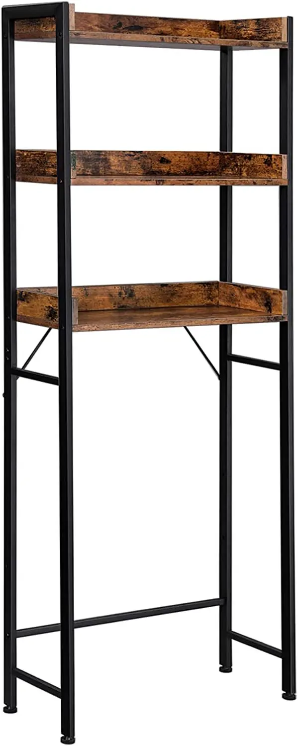 

Rustic Brown and Black Over the Toilet Storage Shelf Organizer - Perfect for Bathroom Organization and Storage, Compact & Stylis