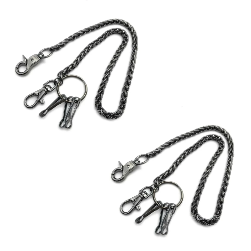 

2X Men's Basic Classic Simple Strong Biker Trucker Key Jean Wallet Chain Silver