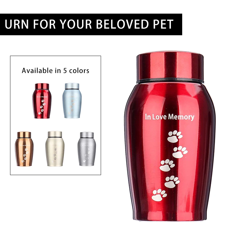 

250ML Stainless Steel Urns Pet Dog Cat Bird Cremation Ashes Souvenir Coffin Ashes Gold/Silver Pet Memorials Funeral Supplies