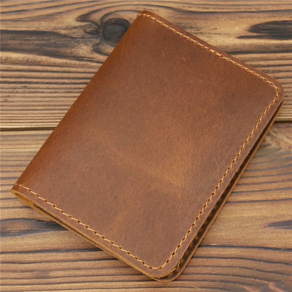 100 genuine leather credit card wallet purse card holders retro crazy horse leather men wallet free global shipping