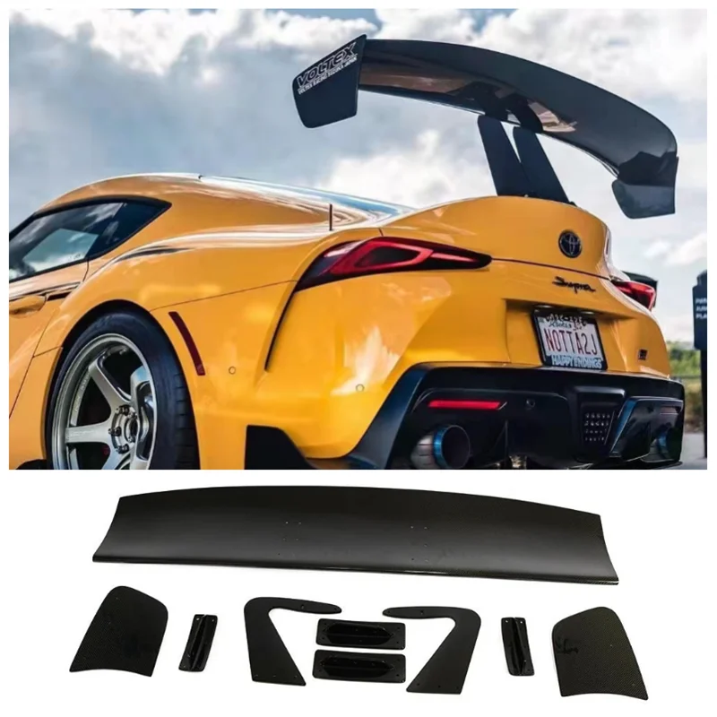 

Real Carbon Fiber & FPR Primer Car Rear Trunk Lip Spoiler Splitters Wing Fits For Toyota Supra MK5 GT Style 2019-2022