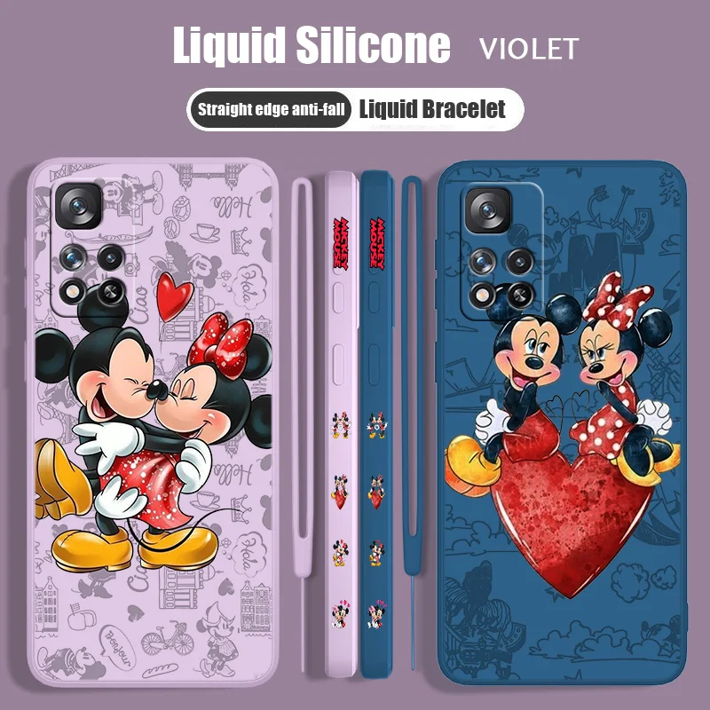 

Mickey Mouse Love For Redmi Note 12 11T 11S 11E 10S 10T 10 9S 9T 8 Pro Plus Lite Max Liquid Left Rope Phone Case
