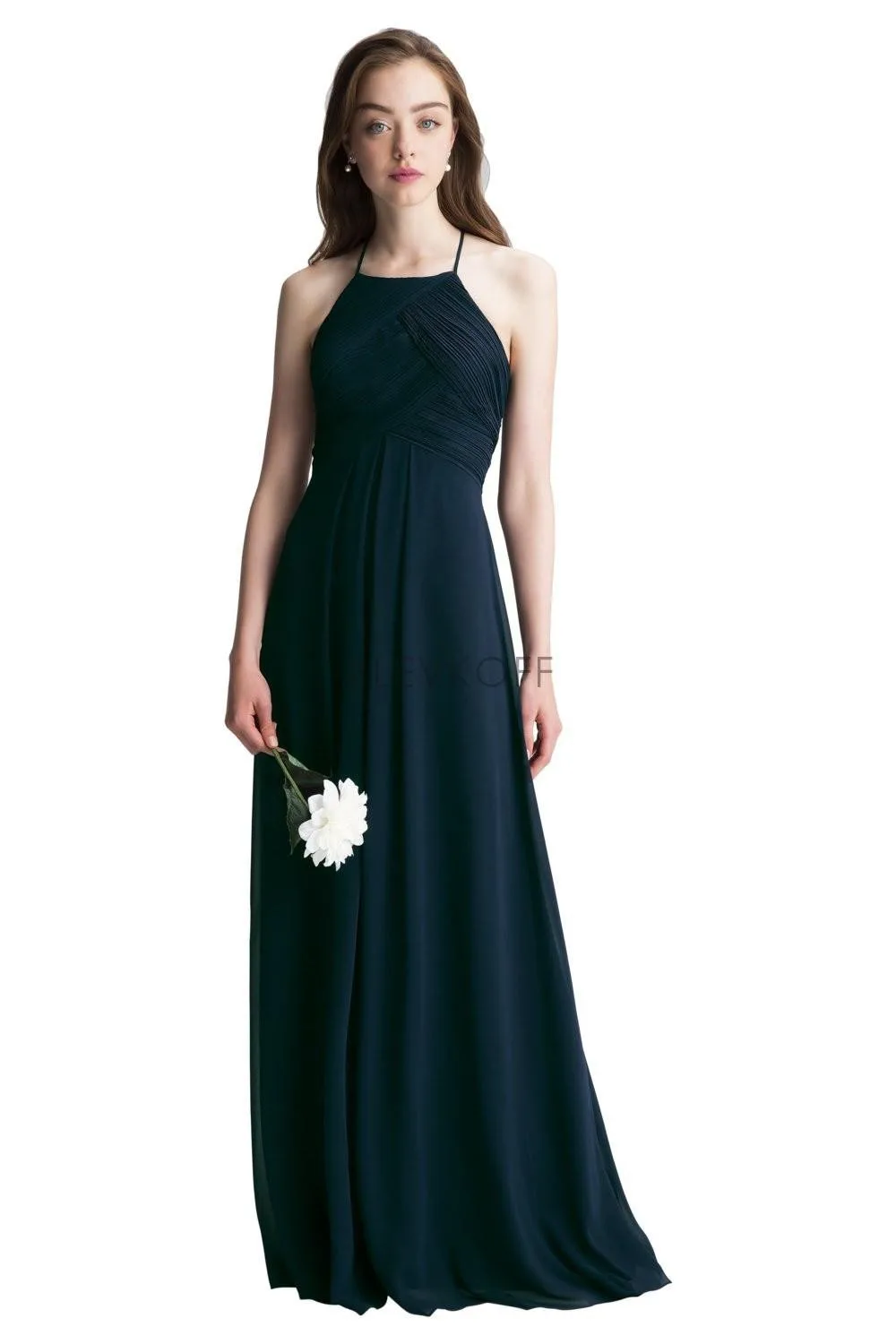 

2022 Navy Blue Chiffon Long Bridesmaid Dresses Custom Made Pleats Floor Length Wedding Guest Dress