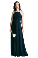 2022 navy blue chiffon long bridesmaid dresses custom made pleats floor length wedding guest dress