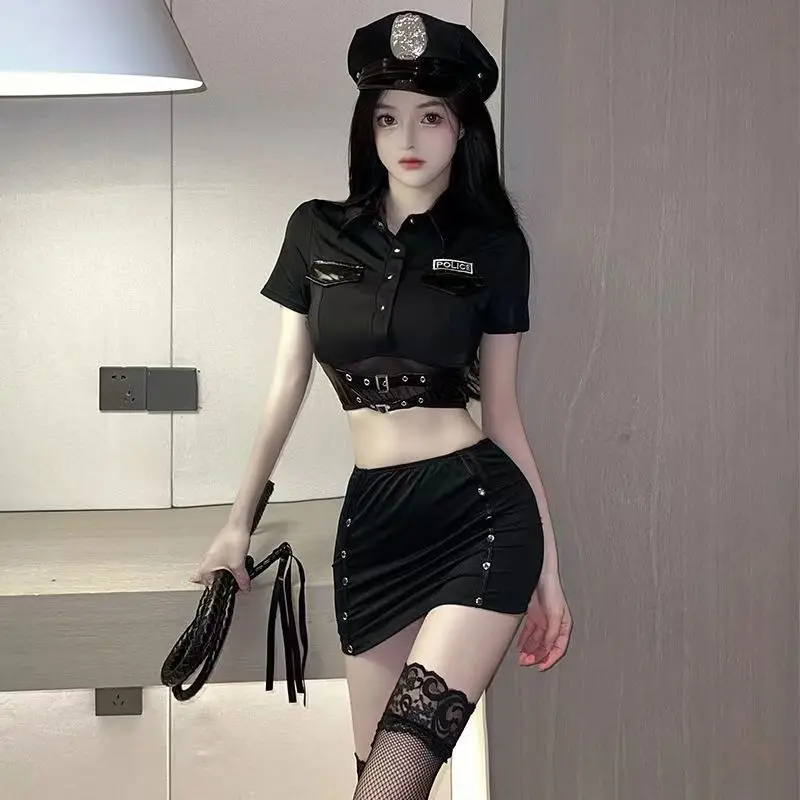 

Erotic Lingerie Sexy Role Play Uniform Temptation Bag Hip Skirt Policewoman Nightclub Flirting Suit