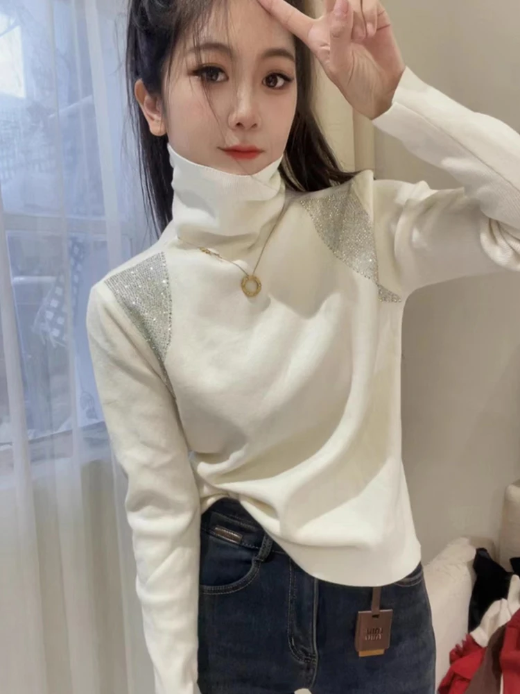 Водолазка с ворсовым воротником внутренняя одежда нижняя рубашка женская зима