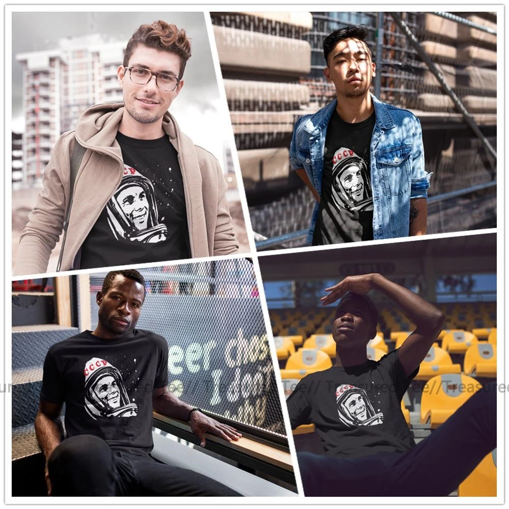 Футболка Гагарин футболка Ю. 100 хлопок с коротким рукавом модная графическая плюс