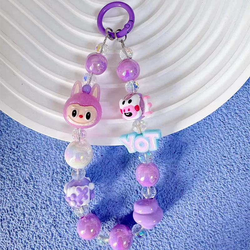 Цепочка для телефона Labubu подвеска рюкзака из бисера ремешок мобильного милый