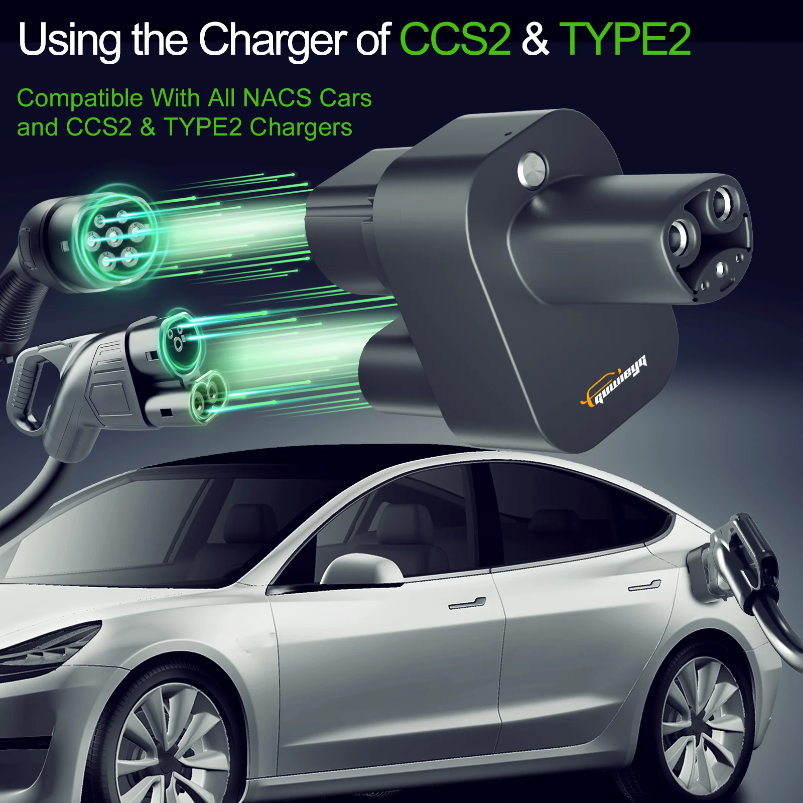 Адаптер зарядного устройства GUWIEYG CCS2 для Tesla AC DC EV совместимый с автомобилями