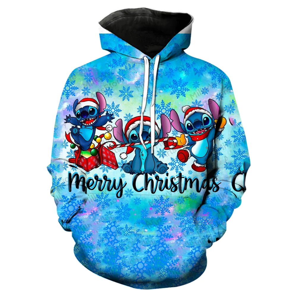 

Christmas hooded women's sportswear Disney sewn print autumn long pocket print sportswear top casual women's pullover